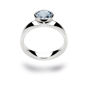 Sterling sølv Ring, rhodineret. blank, blå topas 1.70ct