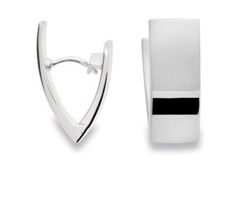 Sterling sølv øreringe med V-formet design og blank, skinnende overflade.