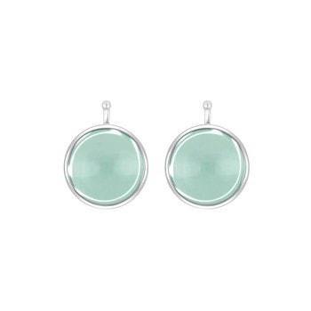 Glas cabochon 13mm i grøn cyan m/rhod. sølv - Heinzendorff