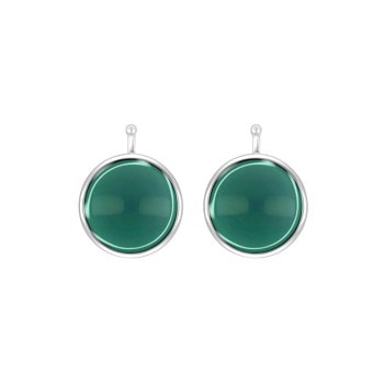 Glas cabochon 13mm i mørkeblå-grøn m/rhod. sølv - Heinzendorff