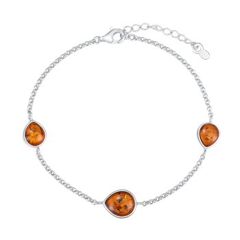 Sølv armbånd med rav, fra Støvring Design