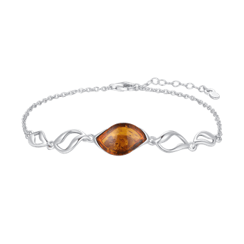 Sølv armbånd med rav, fra Støvring Design