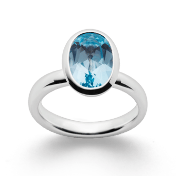 Sterling sølv Ringblank, blå topas 3,78ct