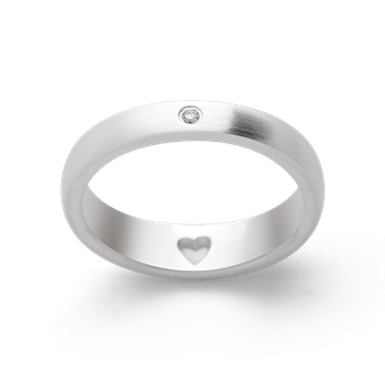 925/- Ring, mat rho., brillant 0,02ct W-SI, fra Bastian Inverun