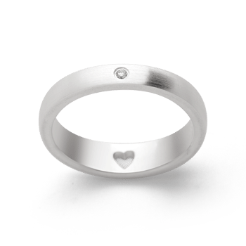 Sterling sølv Ring, mat rhodineret., brillant 0,02ct W-SI