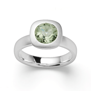 Sterling sølv Ring mat, lysegrøn ametyst 1,47ct