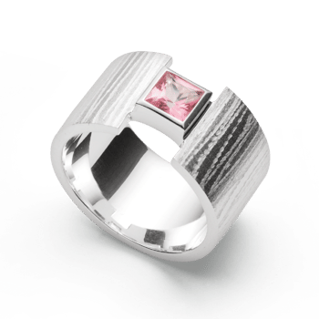 Sterling sølv Ring mat/børstet, PINK TOPAZ 0,70CT