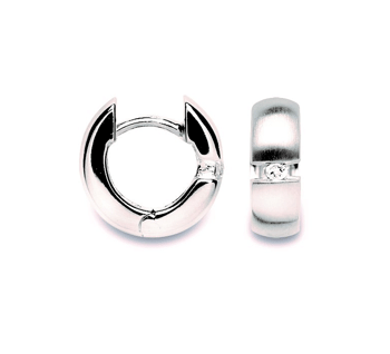 Sterling sølv creol matt., Brillant 0,04ct W-SI