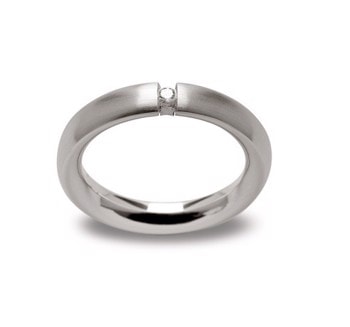 Sterling sølv ring mat, brillant 0,05ct W-SI