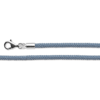 Blå bomuldsrem Sterling sølv karabin43+5cm