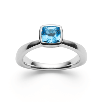 Sterling sølv Ringblank, blå topas 1,15ct