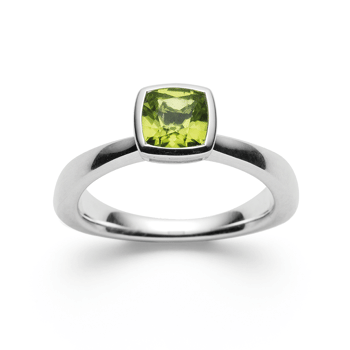 Sterling sølv ring blank, peridot 1,03ct