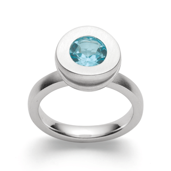 Sterling sølv Ring mat, blå topas 1,42 ct
