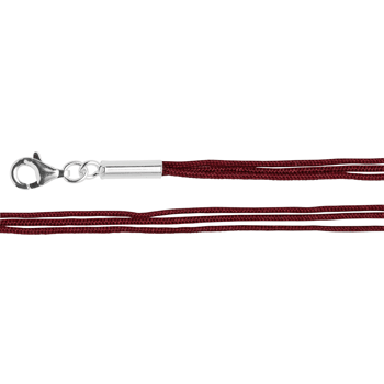 Bomuldsbånd 3 stykker rød Sterling sølv karabin 45cm + 5cm