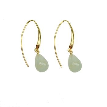 Øreringe med forgyldt krog og dråbeformet akvamarinsten, størrelse 12x8 mm.