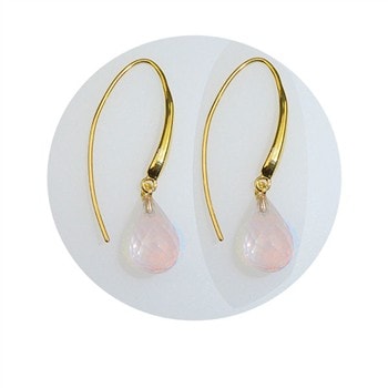 Øreringe - Forgyldt med Rosa kvarts 12x8mm Forgyldt pr.par, fra San - Links of Joy