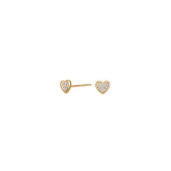 14kt. guldørestiker hjerte m/dia. 0.05ct W/SI, fra Siersbøl
