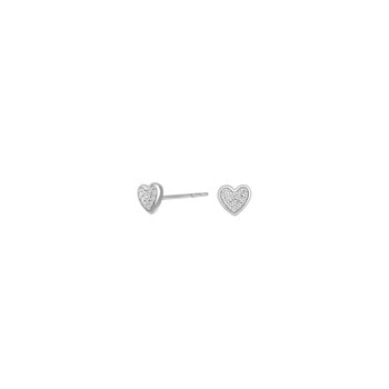 14kt. hvidguldsørestikker hjerte m/dia0.05ct W/SI, fra Siersbøl