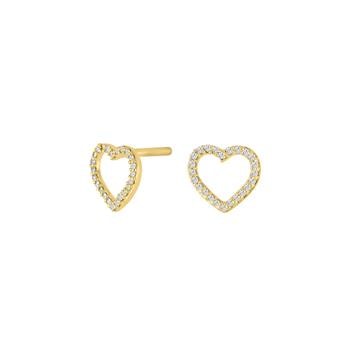 14kt. guldørestikker hjerte m/dia. 0.06ct W/SI, fra Siersbøl