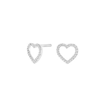 14kt. hvidguldsørestikker hjerte m/dia 0.06ct W/SI, fra Siersbøl