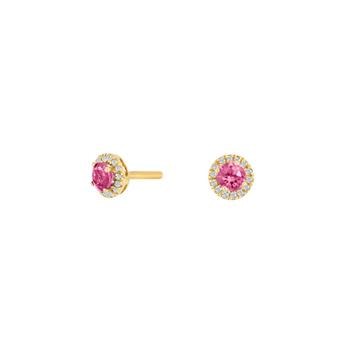 14kt. guldørestikker m/dia 0.05ct W/SI+pink topas, fra Siersbøl