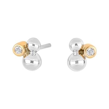Sølv rhodineret ørestik m. 0.04ct W/SI+14kt, fra Siersbøl