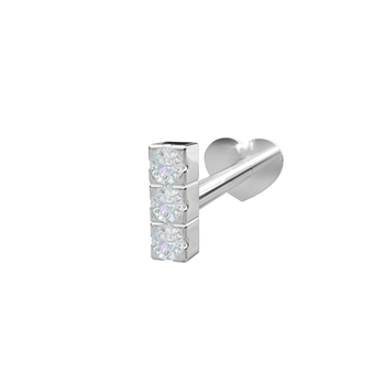 Rhodineret sølv Labret-piercing 3 CZ 4,4mm Grab PIERCE52, fra Nordahl