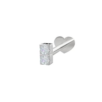 Rhodineret sølv Labret-piercing 2 CZ 3mm Grab PIERCE52 1, fra Nordahl