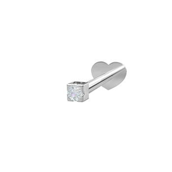 Rhodineret sølv Labret-piercing 1 CZ 1,5mm Grab PIERCE52, fra Nordahl