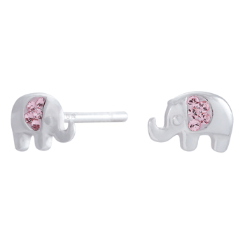 Rhod. sølvørestikker elefant m/pink cz., fra Noa Kids