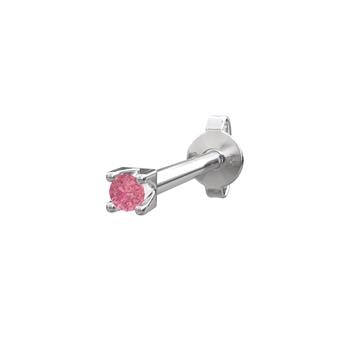 Rhodineret sølvørestik m/pink topaz farve cz PIERCE52 1, fra Nordahl