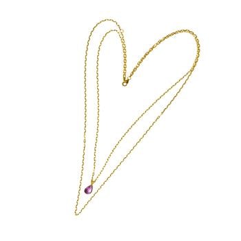 Halskæde 14kt med Ametyst - To-i-en 42cm, fra San - Links of Joy