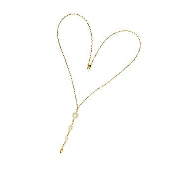 18kt halskæde med Ferskvandsperler & Citrin 38cm, fra San - Links of Joy