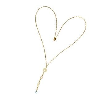 18kt halskæde med ferskvandsperler & topas 42 cm, fra San - Links of Joy