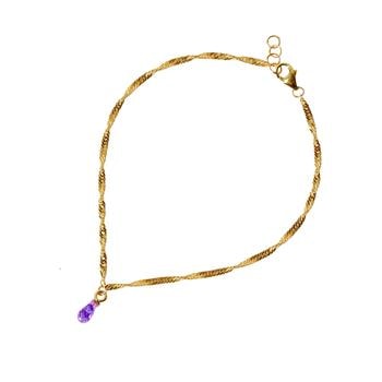 14kt armbånd med facetteret ametyst 20+1cm, fra San - Links of Joy