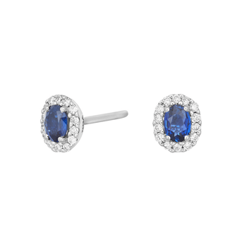 14kt. hvidguldsørestikker m/safir dia 0.09ct W/SI, fra Siersbøl