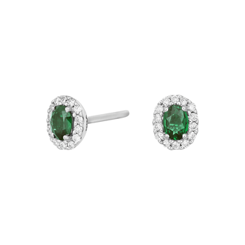 14kt. guldørestikker m/smaragd og dia 0.11ct w/si, fra Siersbøl