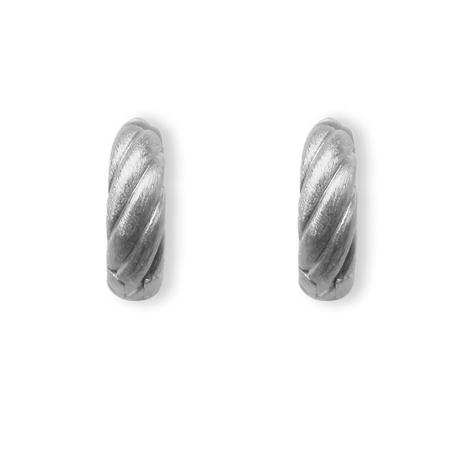 Rhod. sølv mat system-creoler Flora 17x6mm, fra Heinzendorff