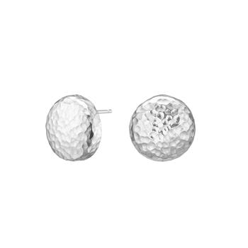 Rhod. sølv hamret system-ørestikker Ann 14x14mm, fra Heinzendorff