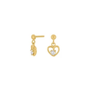 Goldp. silver earrings heart w/cz , fra Noa Kids