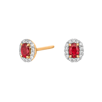 14kt. guldørestikker m/rubin og dia 0.09ct W/SI, fra Siersbøl