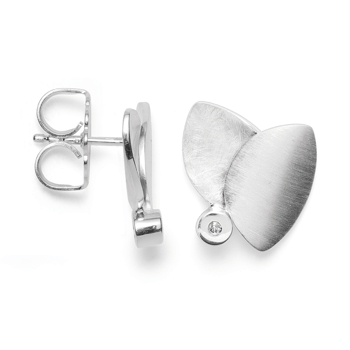 Sterling sølv ørehænger,rhodineret. mat/børstet, dia. 0,02ct W-SI