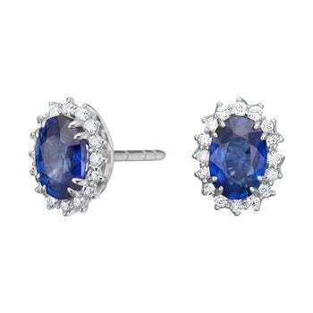 14kt. hvidguldsørestikker roset  m/safir og dia 0.128ct W/SI, fra Siersbøl