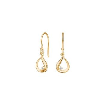 Siersbøl 14 kt guldørehængere med diamant