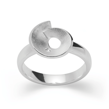 Sterling sølv Ring børstet/blank, brillant 0,02ct W-SI