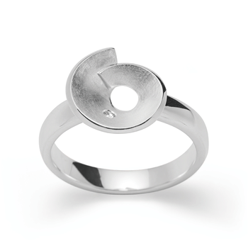 Sterling sølv Ring børstet/blank, brillant 0,02ct W-SI
