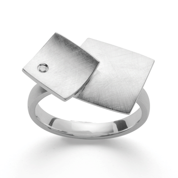 Sterling sølv Ring børstet, dia. 0,02ct W-SI