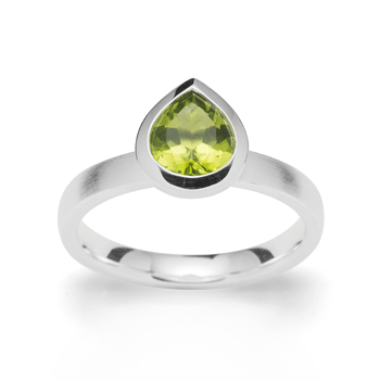 Sterling sølv Ring mat/blank, peridot 1,43ct