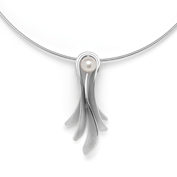 Sterling sølv Vedhæng, rhodineret. mat/blank, kulturperle 2,67ct
