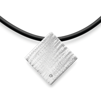 Sterling sølv Vedhæng mat/børstet, dia. 0,02ct W-SI